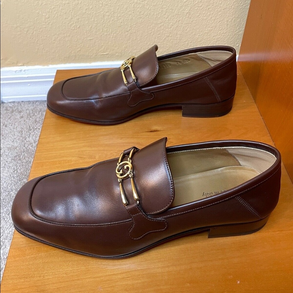 Gucci mens interlocking G brown loafers flats Sz 7.5 US 8 style 598348 - Picture 4 of 10